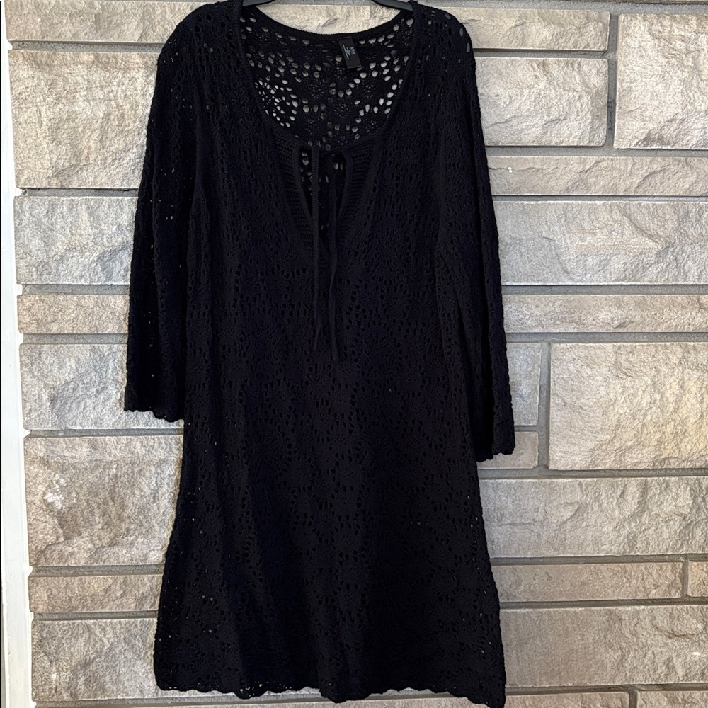 A.N.A Black Crochet Sweater Dress